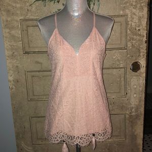 Sleeveless peach lace top